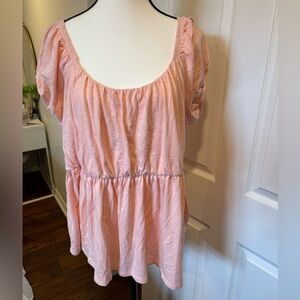 Torrid Blush Pink Puff Sleeve Babydoll Top Size 3X Plus Size